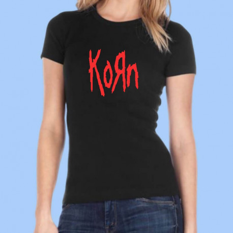 Camiseta mujer KORN - Logotipo rojo
