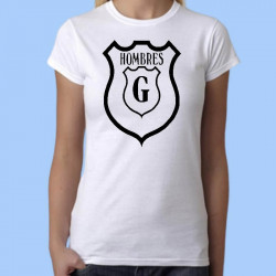 Camiseta blanca mujer HOMBRES G - Logotipo escudo