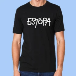 Camiseta ESTOPA hombre - Logotipo blanco rayado vintage