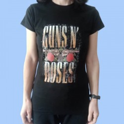 Camiseta mujer GUNS N´ROSES - Logotipo rayado