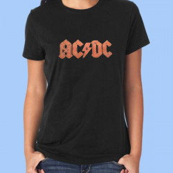 Camiseta mujer AC/DC - Logotipo rayado vintage